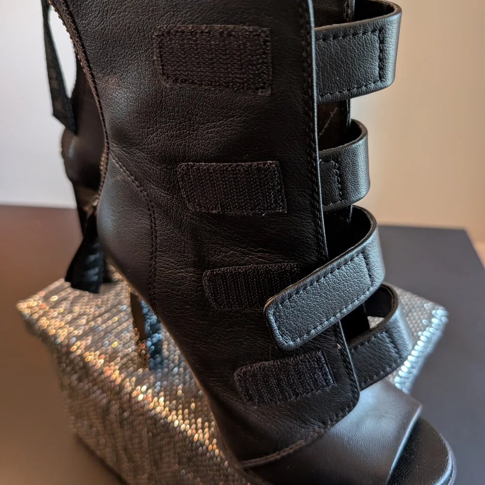DKNY Women's Sexy Black Peep Toe Booties - Picture 5 of 8